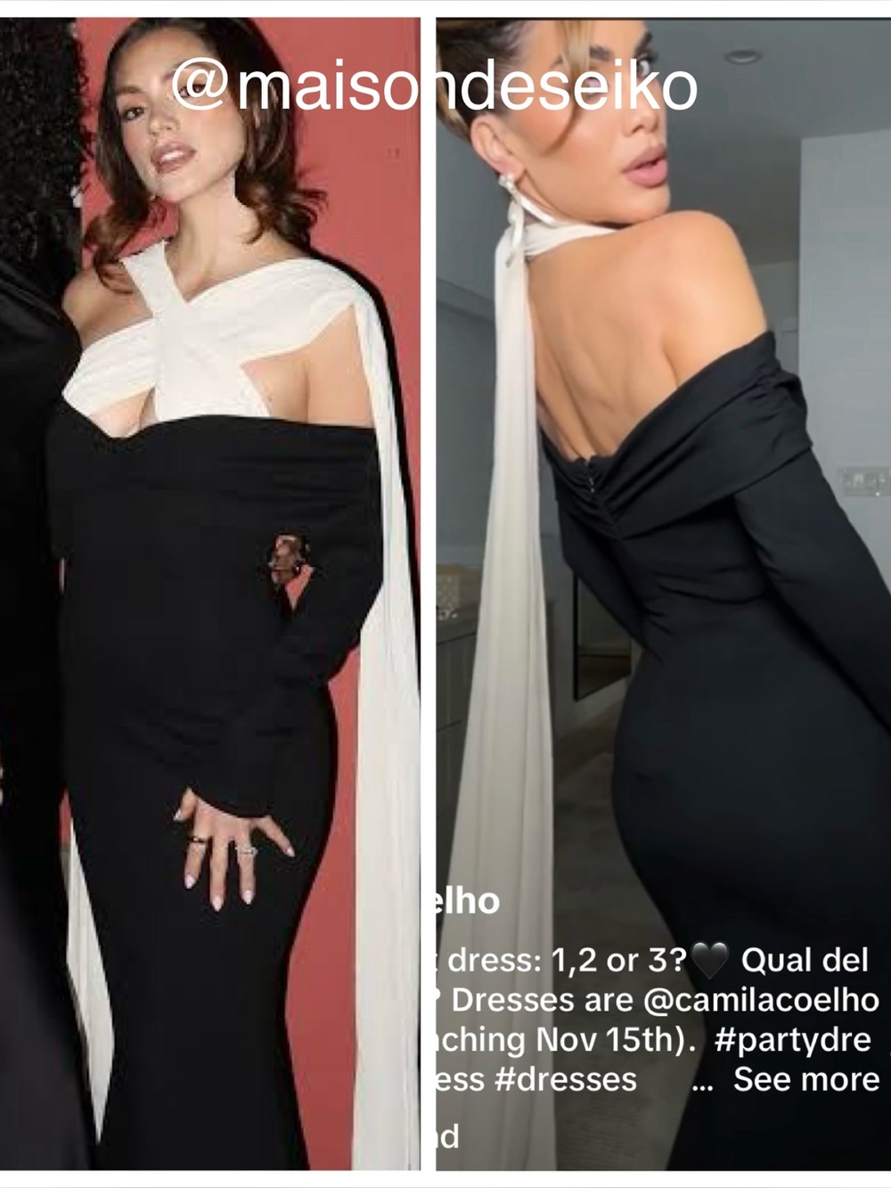 NWT Camila Coelho Maxi Dress Black Frankie Gown Halter Off Shoulder size XS